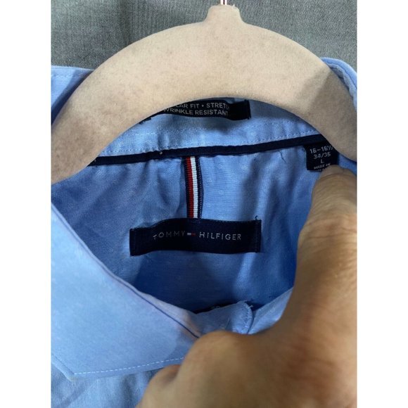 Tommy Hilfiger Button Up Shirt Adult Large 16-16 1/2 34-35 Blue‎ Casual Mens. - Picture 4 of 8